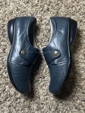 Naturalizer Navy Blue Leather Mary Jane Comfort Clogs Slip-On Women’s Size 8N
